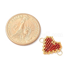 Handmade Glass Seed Beads Heart Links&nbsp;PALLOY-MZ00610