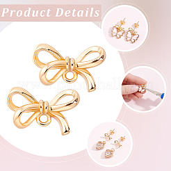 20Pcs Bowknot Brass Stud Earring Findings&nbsp;KK-BBC0028-23