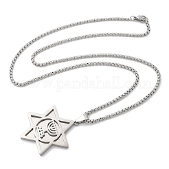 Hanukkah 201 Stainless Steel Star of David Pendant Necklaces&nbsp;LS-NJEW-Z058-02P