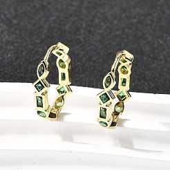 Brass Micro Pave Cubic Zirconia Hoop Earrings&nbsp;EJEW-P322-02G