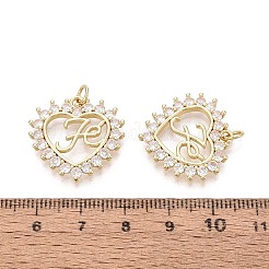 Valentine's Day Brass Micro Pave Clear Cubic Zirconia Pendants&nbsp;KK-N287-37G