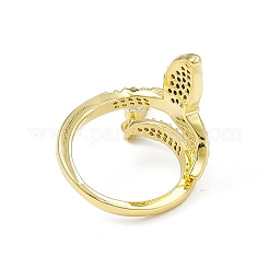 Clear Cubic Zirconia Fishtail Shape with Teardrop Charm Open Cuff Ring&nbsp;RJEW-I091-19G