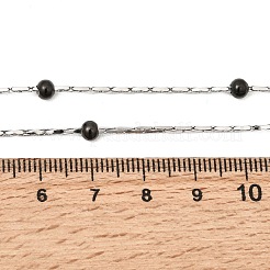 304 Stainless Steel Boston Link Chain with Rondelle Beads Necklaces&nbsp;NJEW-K305-03P
