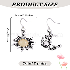 2 Pairs Sun & Moon Glass Asymmetrical Earrings&nbsp;EJEW-LP0001-16