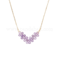 Natural Amethyst Faceted Round Beaded Arrow Pendant Brass Cable Chain Necklaces&nbsp;NJEW-TA00207-03