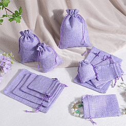 16Pcs 4 Styles Polyester Imitation Burlap Packing Pouches Drawstring Bags&nbsp;ABAG-BBC0001-01C