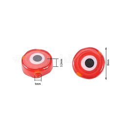 Handmade Evil Eye Lampwork Flat Round Beads Strands&nbsp;LAMP-CJ0001-04