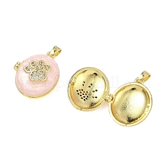 Brass Micro Pave Clear Cubic Zirconia Locket Pendants&nbsp;KK-A294-11G-01