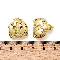 Brass Micro Pave Cubic Zirconia Stud Earrings&nbsp;EJEW-D355-02G-01