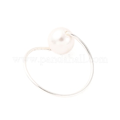 2Pcs Copper Wire Wrapped Shell Pearl Round Bead Finger Rings&nbsp;RJEW-JR00936