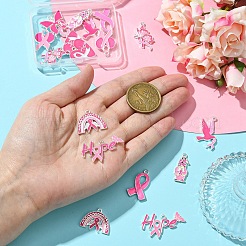 DIY Pink Awareness Ribbon Alloy Enamel Dangle Earring Making Kits&nbsp;DIY-YW0010-56