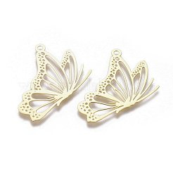 Brass  Filigree Open Back Bezel Pendants&nbsp;KK-WH0033-44G