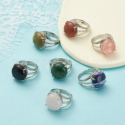 Adjustable Natural & Synthetic Gemstone Finger Rings&nbsp;RJEW-F075-01