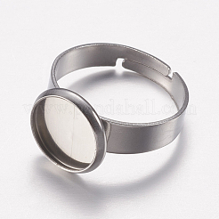 Tarnish Resistant Adjustable 304 Stainless Steel Finger Rings Components&nbsp;STAS-I097-037E-P