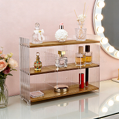 3-Tier Clear Acrylic & Bamboo Tiered Organizer Stands for Cups&nbsp;AJEW-WH0410-156B