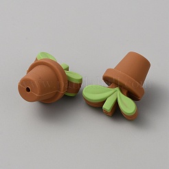 Leaf Pot Food Grade Eco-Friendly Silicone Beads&nbsp;LS-SIL-WH0014-18G