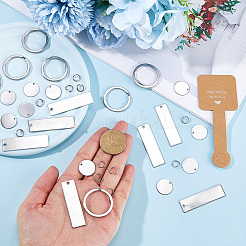 DIY Rectangle & Flat Round Blank 201 Stainless Steel Keychain Making Kits&nbsp;DIY-SP0002-26