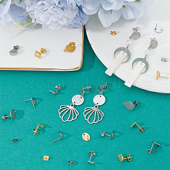 80Pcs 8 Styles 304 & 201 Stainless Steel Stud Earring Findings with Hole&nbsp;EJEW-BBC0002-18