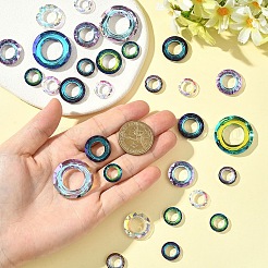16Pcs 3 Styles Electroplate Glass Linking Rings&nbsp;GLAA-YW0005-28A