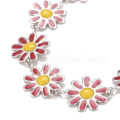 Enamel Daisy Link Chains Bracelet&nbsp;BJEW-P271-01P-04