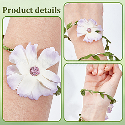 Flower Polyester with Iron wire Upper Arm Cuff Bangles for Women&nbsp;AJEW-GF0014-08C