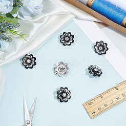 Flower Alloy & Glass Shank Buttons&nbsp;BUTT-WH0061-14