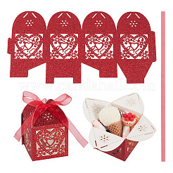 10Pcs Laser Cut Paper Hollow Out Heart & Flowers Candy Boxes&nbsp;CON-TA0001-10D