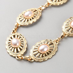 Alloy & ABS Imitation Pearl Oval Link Waist Chains&nbsp;AJEW-WH0606-026G