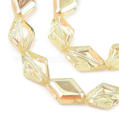 Electroplate UV Plating Glass Beads Strands&nbsp;EGLA-B010-01A-HP02-1