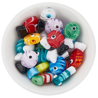 20Pcs 2 Styles Handmade Lampwork Beads&nbsp;LAMP-PA0001-33-1