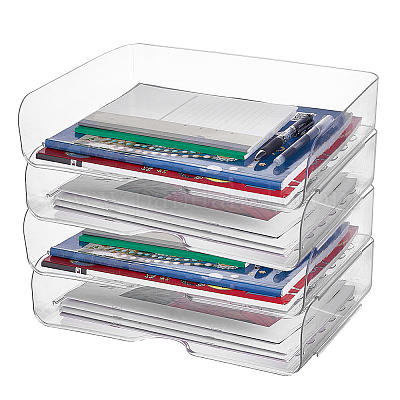 Transparent Plastic Desktop File Storage Box&nbsp;AJEW-WH0455-281-1