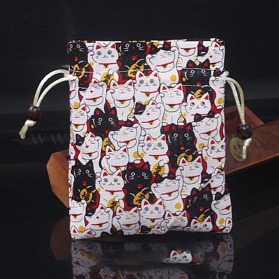 Chinese Style Rectangle Cloth Printed Drawstring Gift Bags&nbsp;PW-WG9C527-21-1