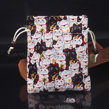 Chinese Style Rectangle Cloth Printed Drawstring Gift Bags PW-WG9C527-21-1