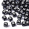 Opaque Acrylic Beads, Horizontal Hole, Alphabet Style, Cube, Black & White, Letter.N, 5x5x5mm, Hole: 2mm, about 500pcs/50g