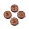 Laser Engraved Wood Beads, Flat Round with 12 Constellations, Dyed, Camel, Capricorn, 12x4mm, Hole: 1.6mm