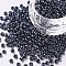 8/0 Glass Seed Beads, Metallic Colours, Black, 3mm, Hole: 1mm, about 10000pcs/pound
