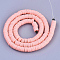 Handmade Polymer Clay Beads, Disc/Flat Round, Heishi Beads, Pink, 8x0.5~1mm, Hole: 2mm, about 380~400pcs/strand, 17.7 inch