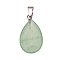 Natural Green Aventurine Pendants, Alloy Snap on Bails, Teardrop, 20mm