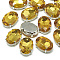 Sew on Rhinestone, Multi-strand Links, Glass Rhinestone, with Brass Prong Settings, Garments Accessories, Faceted, Oval, Platinum, Topaz, 8x6x4mm, Hole: 0.8mm