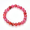 Natural Dragon Veins Agate Beaded Stretch Bracelets, Dyed, Round, Crimson, 2-1/8 inch(55mm)
