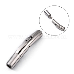 Tarnish Resistant Column 316 Surgical Stainless Steel Bayonet Clasps, Stainless Steel Color, 30x5mm, Hole: 3mm