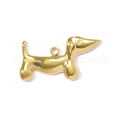 304 Stainless Steel Pendants, Dog Charms, Ion Plating(IP), Real 18K Gold Plated, 21x12mm