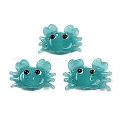 Handmade Lampwork Beads, Crab, Turquoise, 15~17x22~24x7.5~9mm, Hole: 1.6~2mm