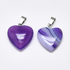 Natural Banded Agate/Striped Agate Pendants&nbsp;G-T122-24H