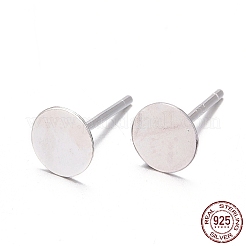 925 Sterling Silver Flat Pad  Stud Earring Findings&nbsp;STER-K167-045E-S