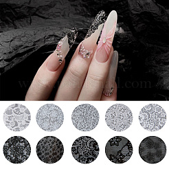 10 Rolls PET Lace Flower Nail Foils Floral Transfer Paper&nbsp;STIC-WH20010-16B
