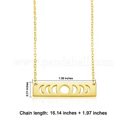 Brass Rectangle with Moon Phase Pendant Necklace with Cable Chains for Women&nbsp;JN1026B