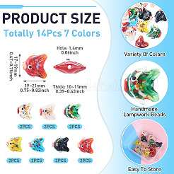 14Pcs 7 Colors Handmade Lampwork Beads&nbsp;LAMP-TA0002-43
