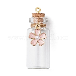 8Pcs Flower Glass Wish Bottle Pendants&nbsp;PALLOY-JF04568