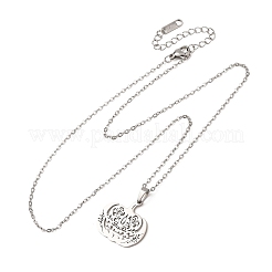 Halloween 304 Stainless Steel Hollow Floral Pumpkin Pendant Cable Chain Necklaces for Men Women&nbsp;NJEW-K308-09P